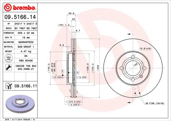 BREMBO Bremsscheibe (09.5166.11)
