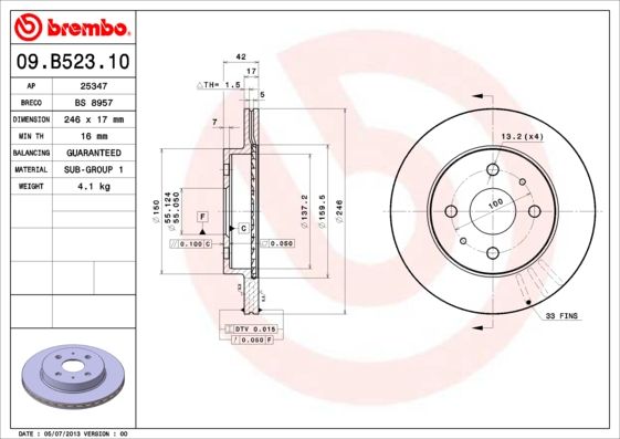 BREMBO Bremsscheibe (09.B523.10)