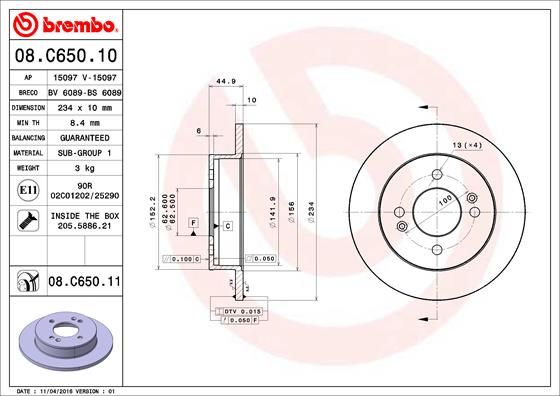 BREMBO Bremsscheibe (08.C650.11)
