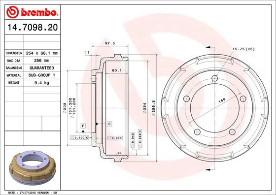 BREMBO Bremstrommel (14.7098.20)