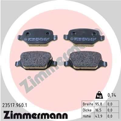 ZIMMERMANN Bremsbelagsatz, Scheibenbremse (23517.960.1)