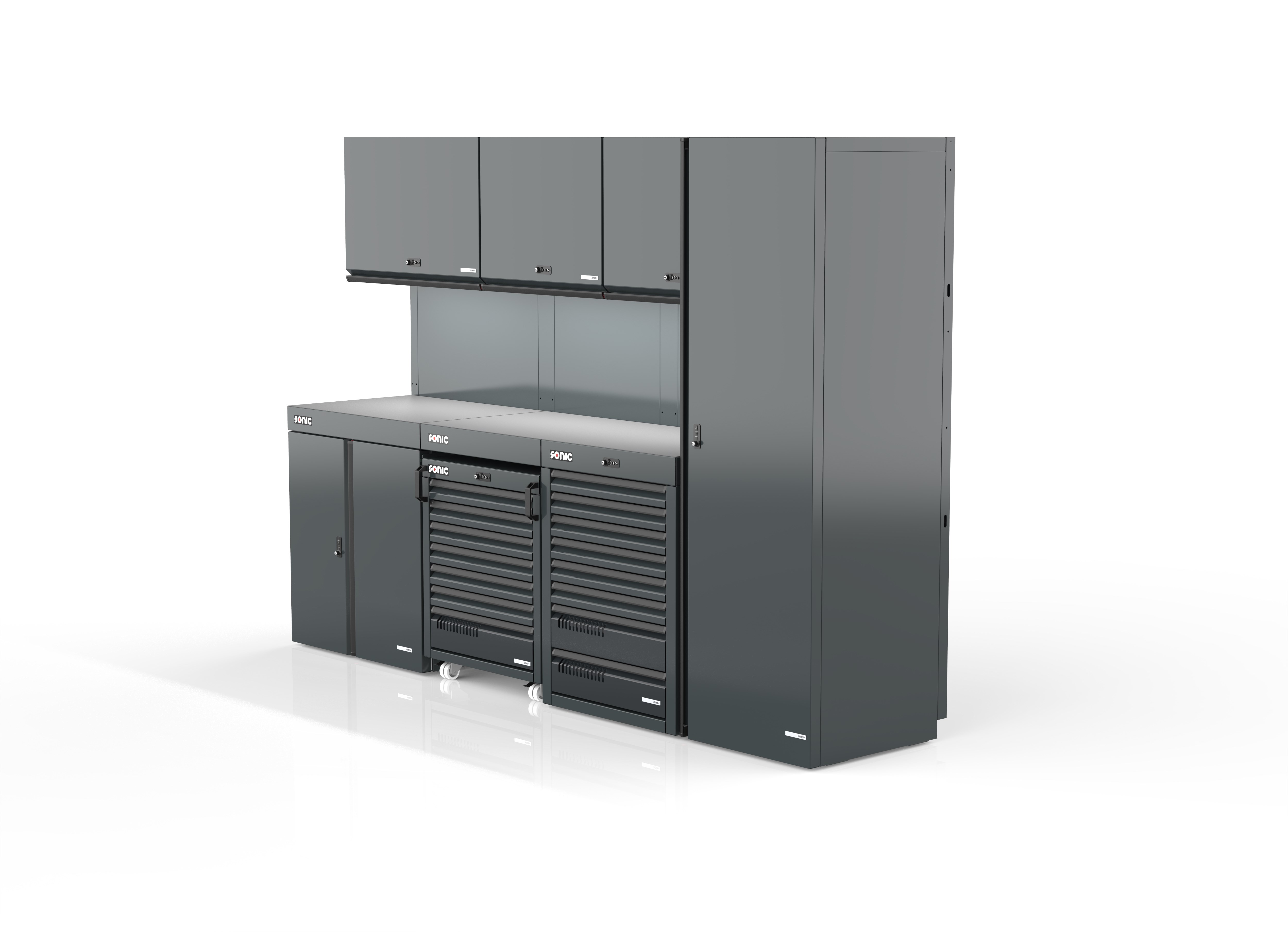 MSS+ Schrankwand hoch, Verbundarbeitsplatte MSS+ Schrankwand hoch, Verbundarbeitsplatte