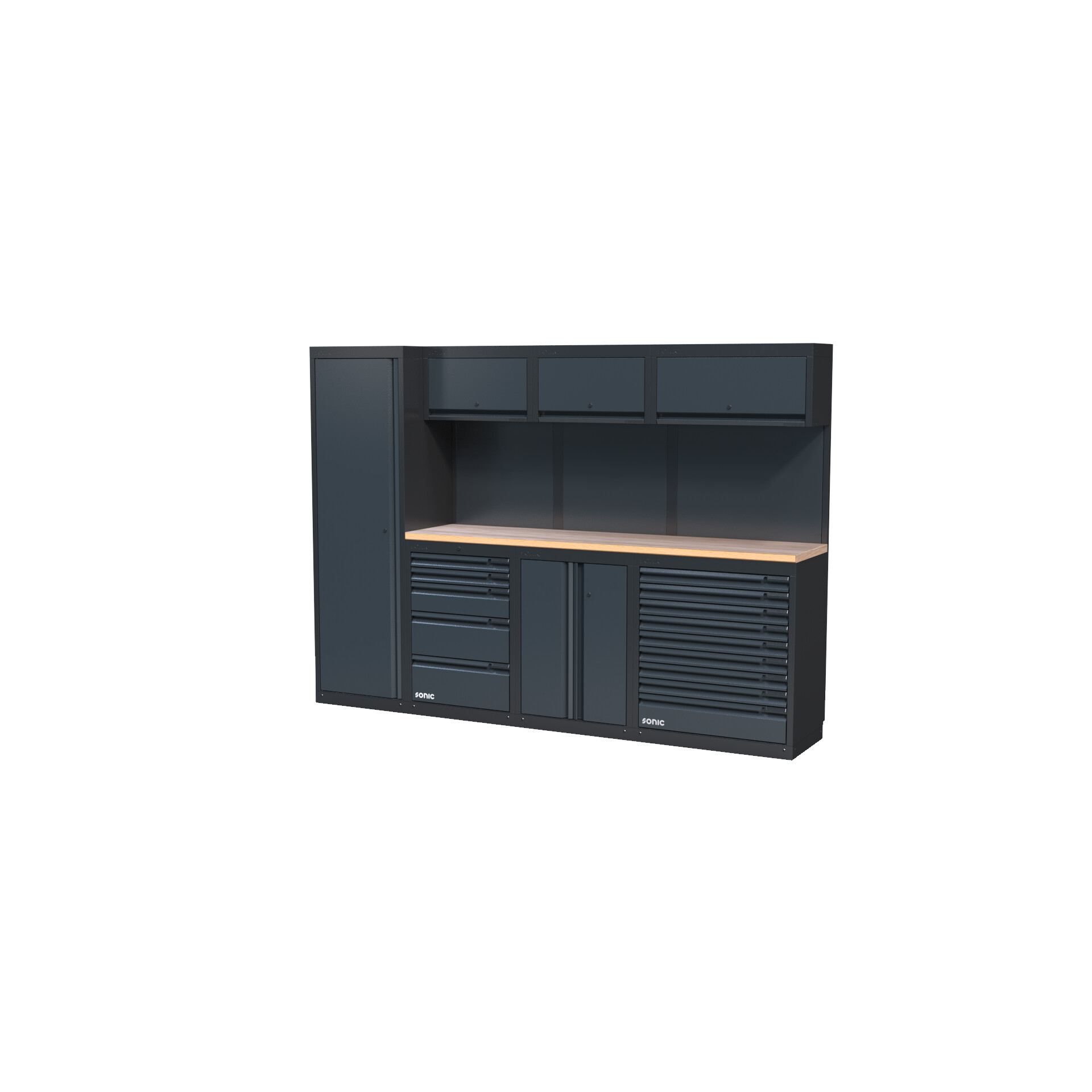 NEXT MSS Schrankwand Holzarbeitsplatte hoch 2803mm