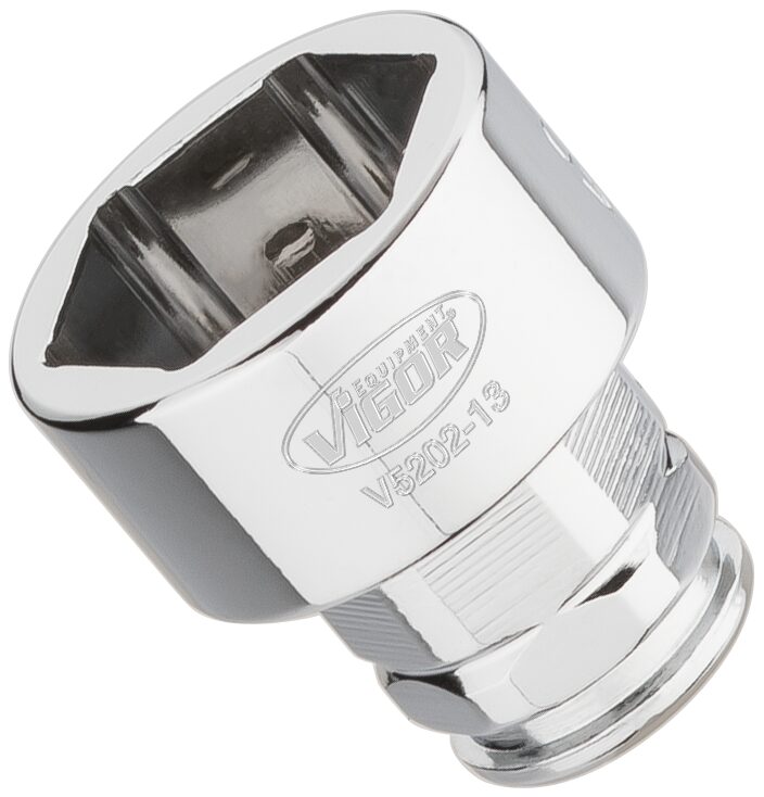 VIGOR Steckschlüssel-Einsatz ∙ superflach ∙ V5202-13 ∙ Vierkant6,3 mm (1/4 Zoll) ∙ Außen-Sechskant Profil ∙ 13 mm VIGOR Steckschlüssel-Einsatz ∙ superflach ∙ V5202-13 ∙ Vierkant6,3 mm (1/4 Zoll) ∙ Außen-Sechskant Profil ∙ 13 mm