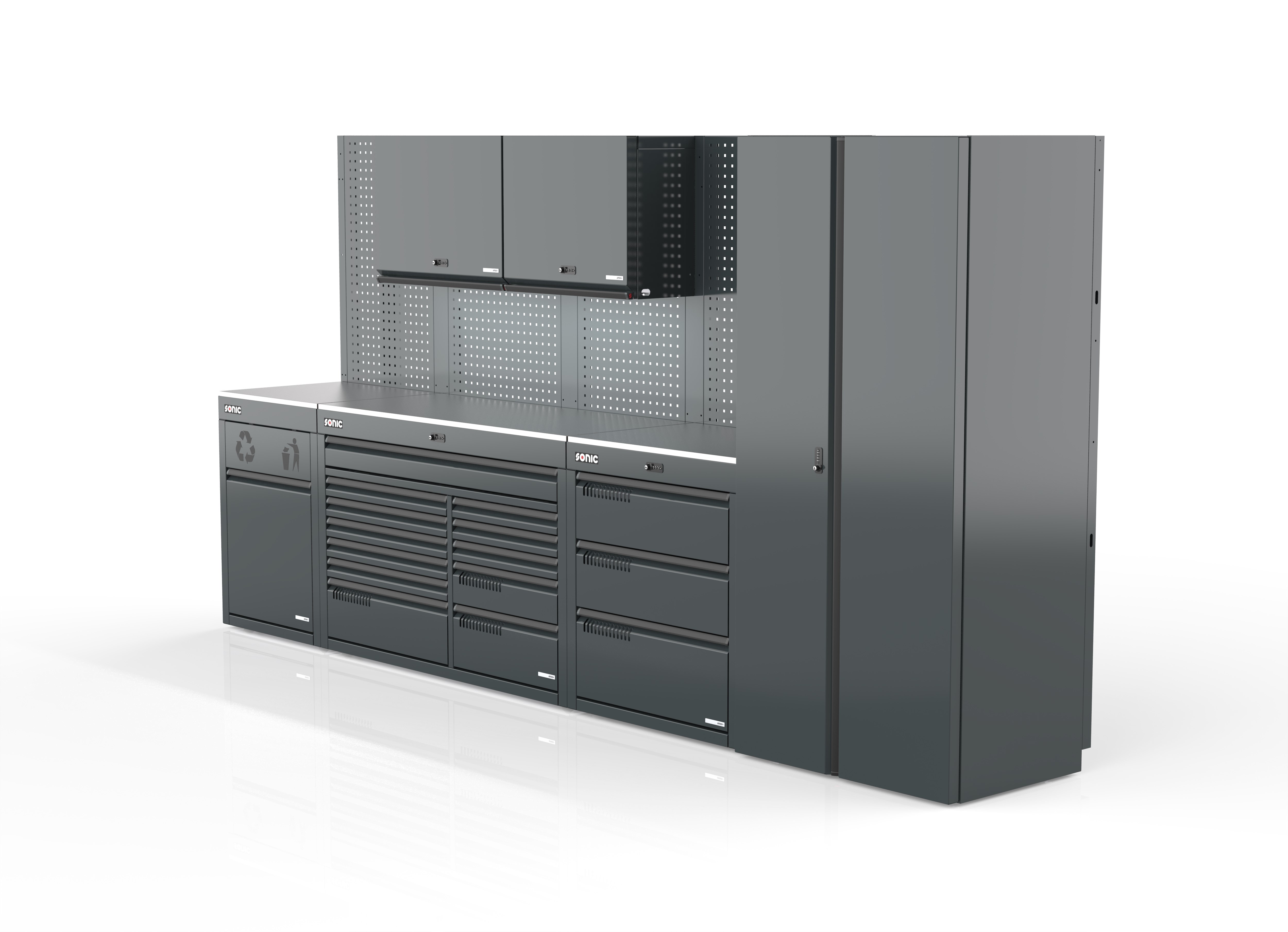 MSS+ Schrankwand hoch, Edelstahlarbeitsplatte MSS+ Schrankwand hoch, Edelstahlarbeitsplatte