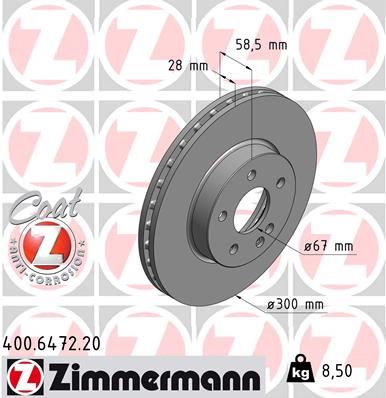 ZIMMERMANN Bremsscheibe (400.6472.20) 4250238762003 400.6472.20