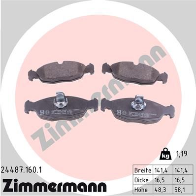 ZIMMERMANN Bremsbelagsatz, Scheibenbremse (24487.160.1)
