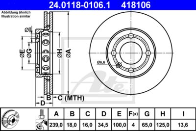 ATE Bremsscheibe (24.0118-0106.1) Thumbnail
