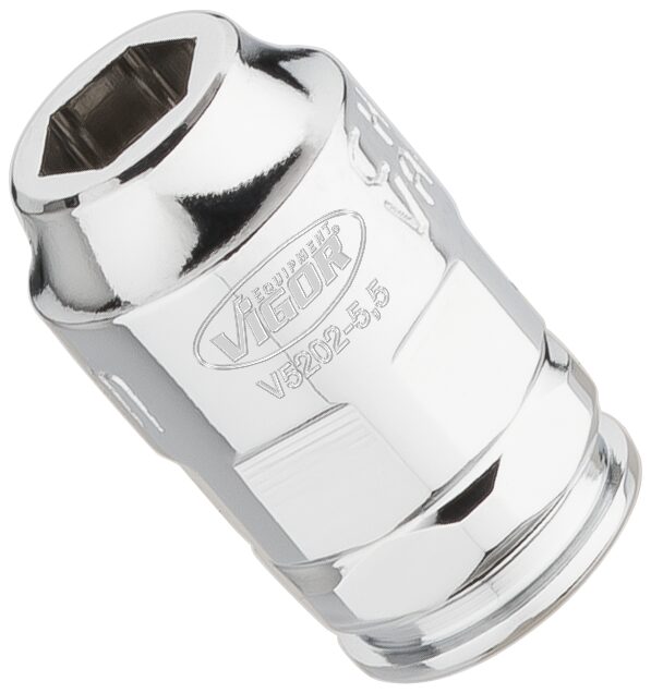 VIGOR Steckschlüssel-Einsatz ∙ superflach ∙ V5202-5.5 ∙ Vierkant6,3 mm (1/4 Zoll) ∙ Außen-Sechskant Profil ∙ 5.5 mm VIGOR Steckschlüssel-Einsatz ∙ superflach ∙ V5202-5.5 ∙ Vierkant6,3 mm (1/4 Zoll) ∙ Außen-Sechskant Profil ∙ 5.5 mm
