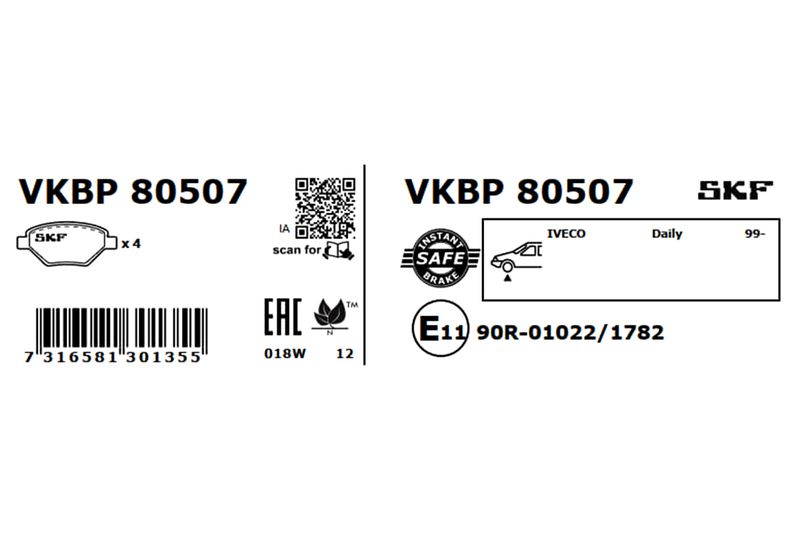 SKF Bremsbelagsatz, Scheibenbremse (VKBP 80507)