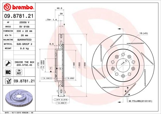 BREMBO Bremsscheibe (09.8781.21)