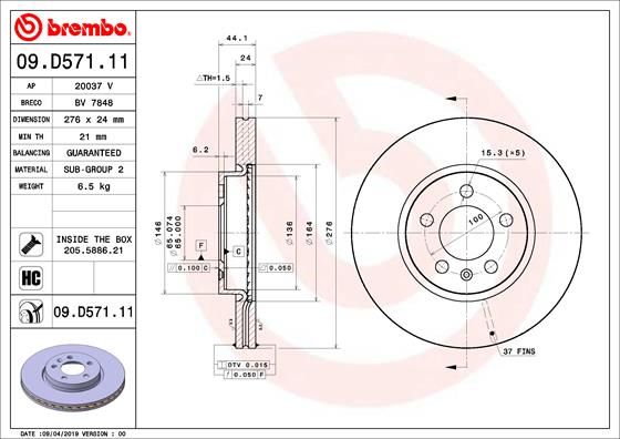 BREMBO Bremsscheibe (09.D571.11)