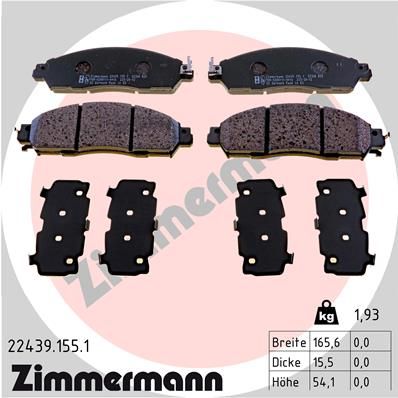 ZIMMERMANN Bremsbelagsatz, Scheibenbremse (22439.155.1)