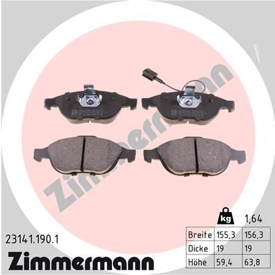 ZIMMERMANN Bremsbelagsatz, Scheibenbremse (23141.190.1)