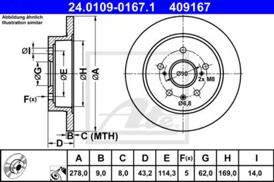ATE Bremsscheibe (24.0109-0167.1) Thumbnail