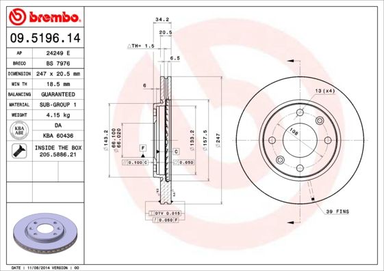 BREMBO Bremsscheibe (09.5196.11)