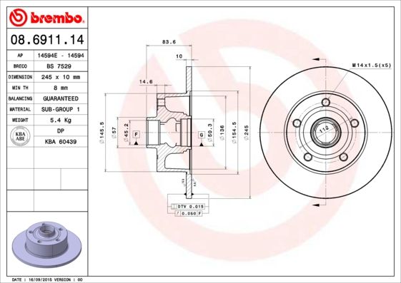BREMBO Bremsscheibe (08.6911.14)