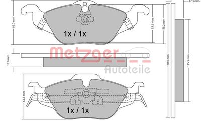 METZGER Bremsbelagsatz, Scheibenbremse (1170063) METZGER Bremsbelagsatz, Scheibenbremse (1170063)