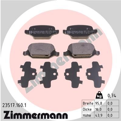 ZIMMERMANN Bremsbelagsatz, Scheibenbremse (23517.160.1)