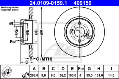 ATE Bremsscheibe (24.0109-0159.1) Thumbnail