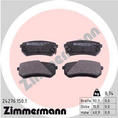 ZIMMERMANN Bremsbelagsatz, Scheibenbremse (24276.150.1)