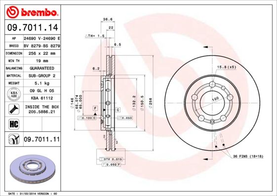 BREMBO Bremsscheibe (09.7011.11) BREMBO Bremsscheibe (09.7011.11)