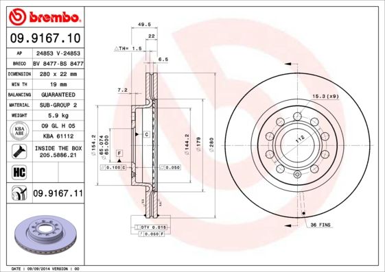 BREMBO Bremsscheibe (09.9167.11)