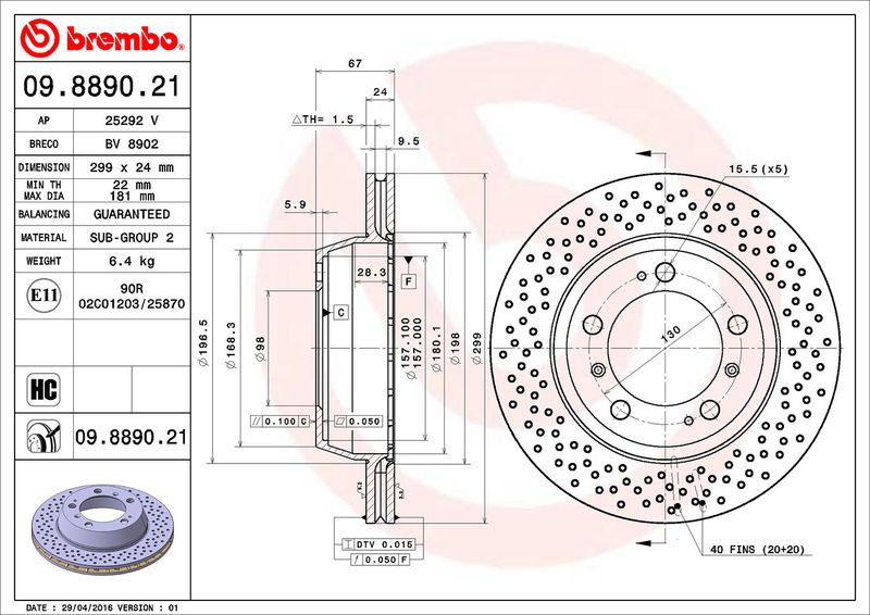 BREMBO Bremsscheibe (09.8890.21)