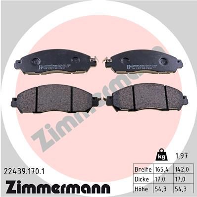 ZIMMERMANN Bremsbelagsatz, Scheibenbremse (22439.170.1)