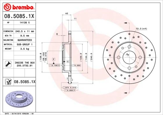 BREMBO Bremsscheibe (08.5085.1X)