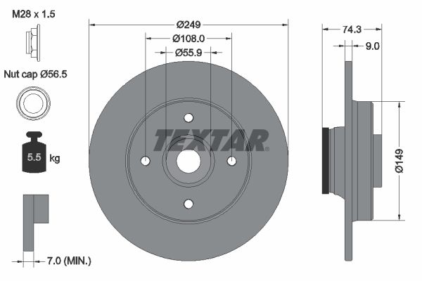TEXTAR Bremsscheibe (92194103)