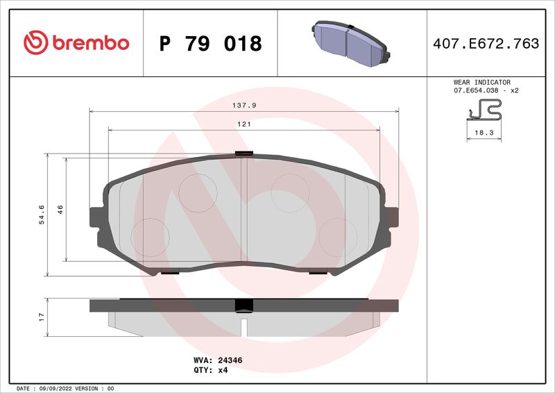 BREMBO Bremsbelagsatz, Scheibenbremse (P 79 018)