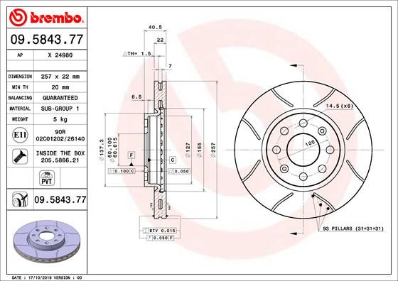 BREMBO Bremsscheibe (09.5843.77) BREMBO Bremsscheibe (09.5843.77)