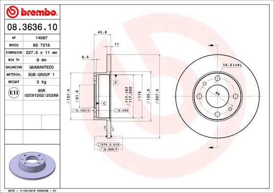 BREMBO Bremsscheibe (08.3636.10)