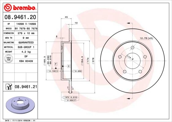 BREMBO Bremsscheibe (08.9461.21)