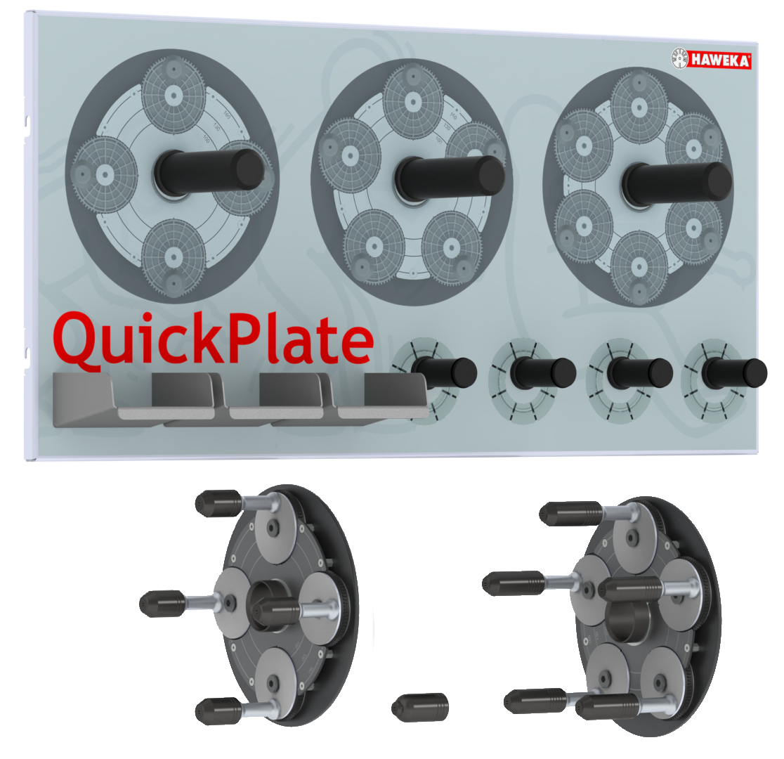 HAWEKA 2er QuickPlate Satz (4-, 5-Loch Platte) inkl. Wandtafel