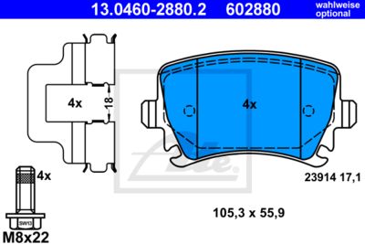 ATE Bremsbelagsatz, Scheibenbremse (13.0460-2880.2)