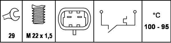 HELLA Temperaturschalter, Kühlerlüfter (6ZT 007 807-001) 4082300072105 6ZT 007 807-001