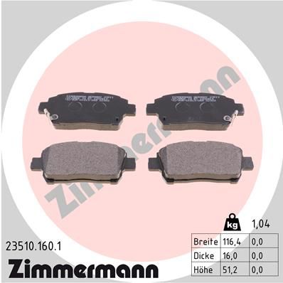 ZIMMERMANN Bremsbelagsatz, Scheibenbremse (23510.160.1)