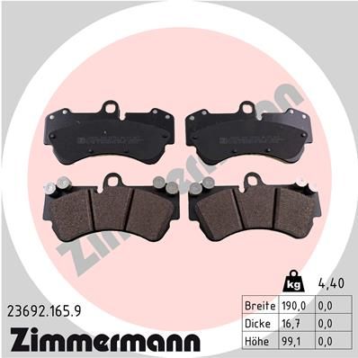 ZIMMERMANN Bremsbelagsatz, Scheibenbremse (23692.165.9)