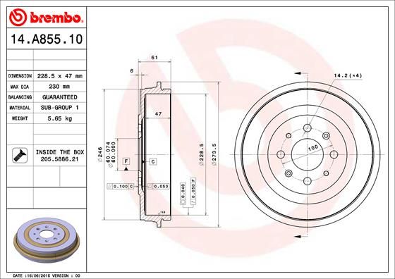 BREMBO Bremstrommel (14.A855.10)