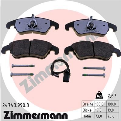 ZIMMERMANN Bremsbelagsatz, Scheibenbremse (24743.990.3)