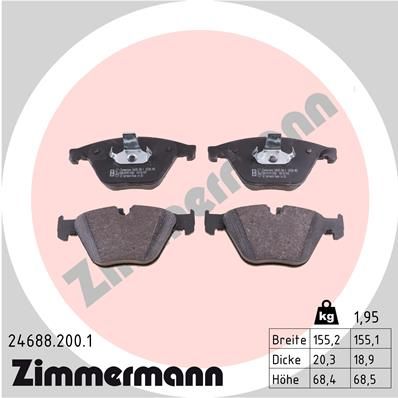 ZIMMERMANN Bremsbelagsatz, Scheibenbremse (24688.200.1)