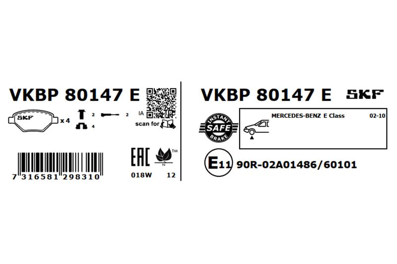 SKF Bremsbelagsatz, Scheibenbremse (VKBP 80147 E)