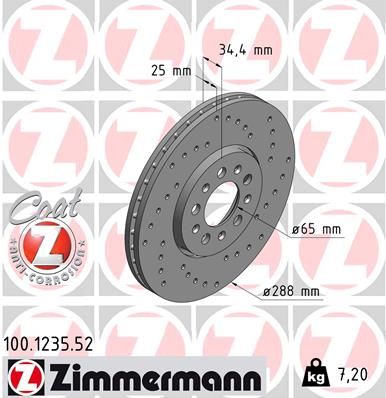 ZIMMERMANN Bremsscheibe (100.1235.52) 4250238745532 100.1235.52