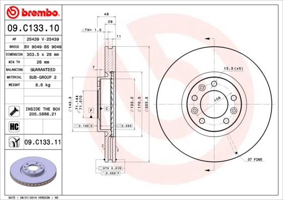 BREMBO Bremsscheibe (09.C133.11)