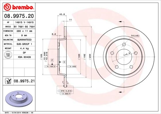 BREMBO Bremsscheibe (08.9975.21)