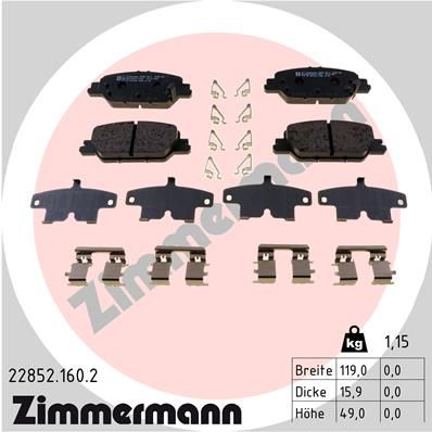 ZIMMERMANN Bremsbelagsatz, Scheibenbremse (22852.160.2)