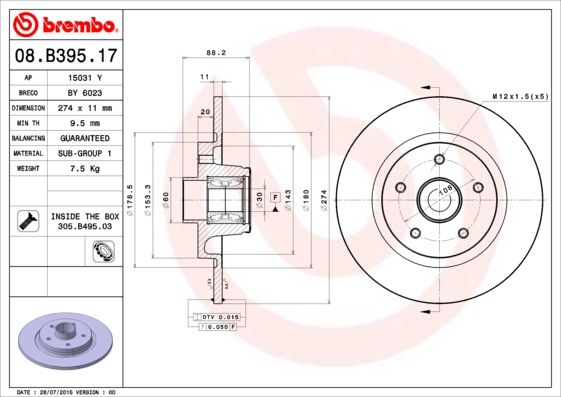 BREMBO Bremsscheibe (08.B395.17)