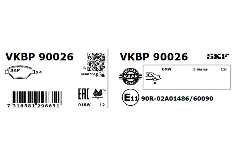 SKF Bremsbelagsatz, Scheibenbremse (VKBP 90026)